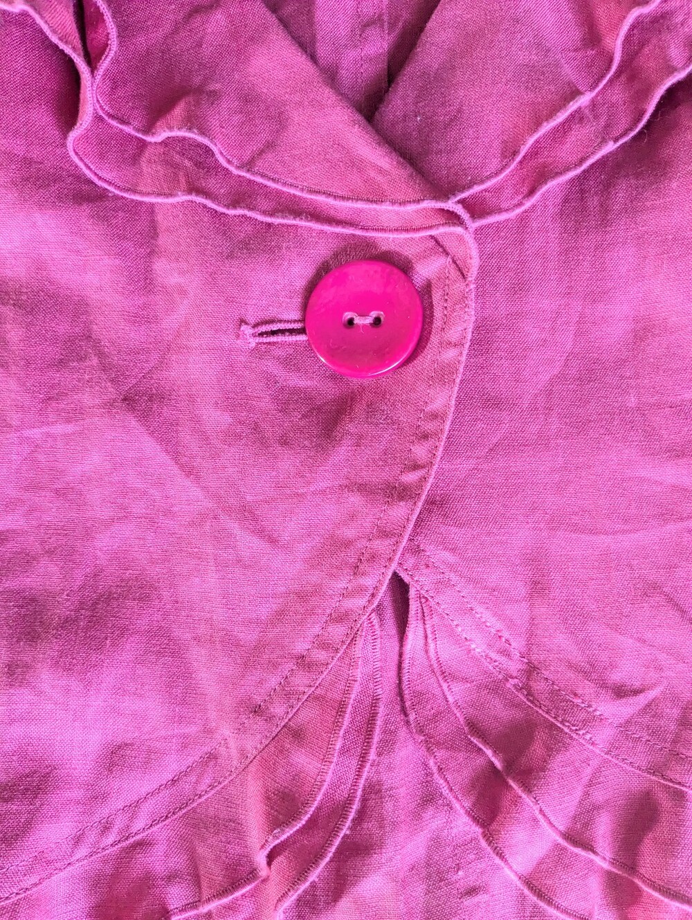 100% Linen Ruffle Blazer Laura Petites Raspberry Pink 14P - Picture 6 of 11